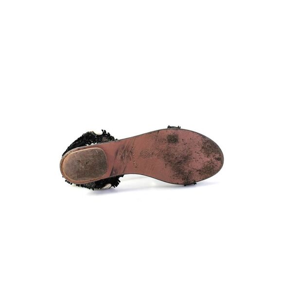Aquazzura Womens Cowrie Shell Suede Fringe Flat Lace Up Sandals Black 36.5 6.5 - Picture 4 of 7